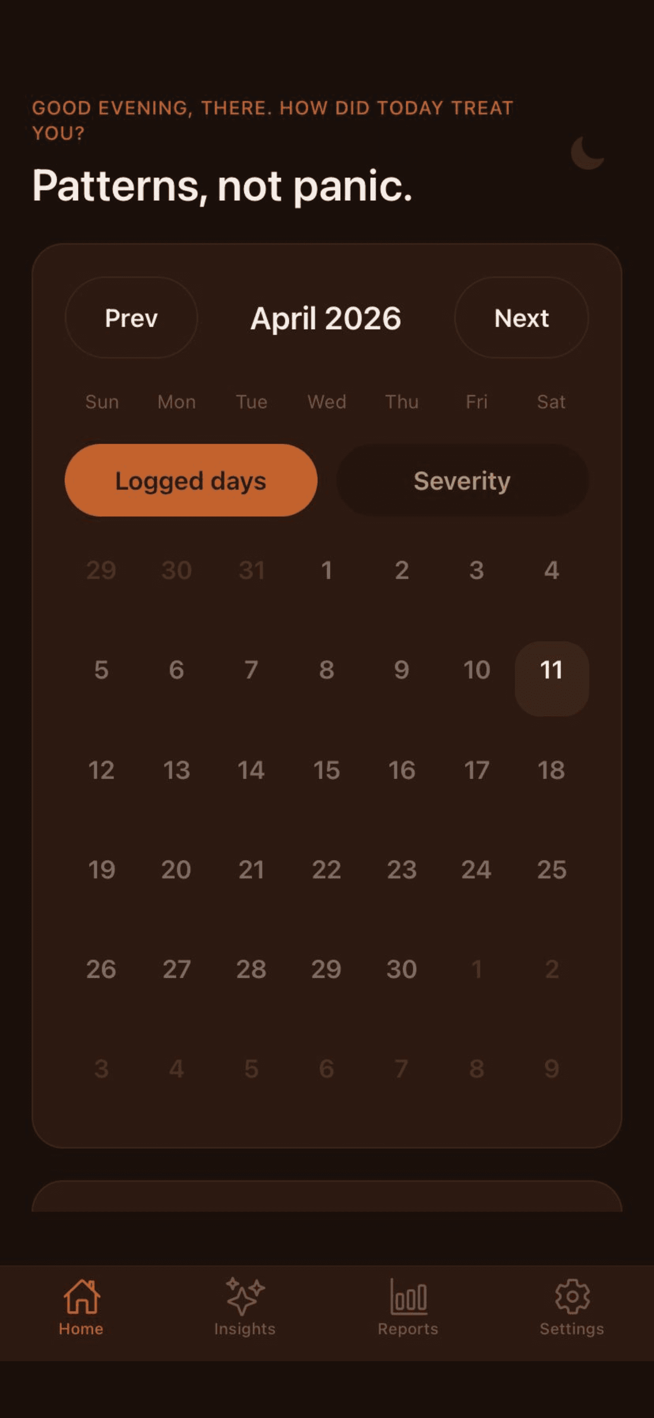 Ember app screenshot in dark mode